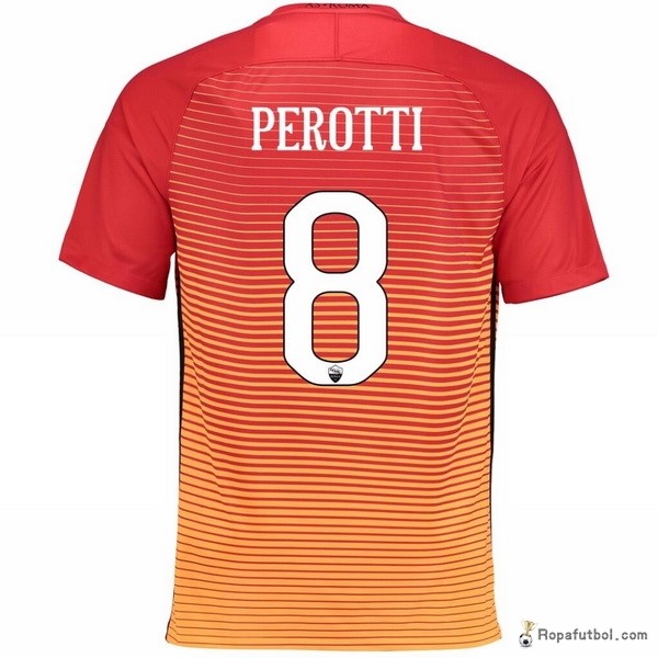 Camiseta As Roma Replica Tercera Ropa Perotti 2016/17 Naranja